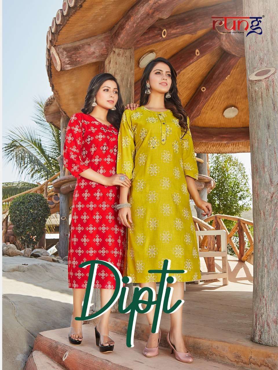 rung dipti series 01-08 heavy slub print kurti 