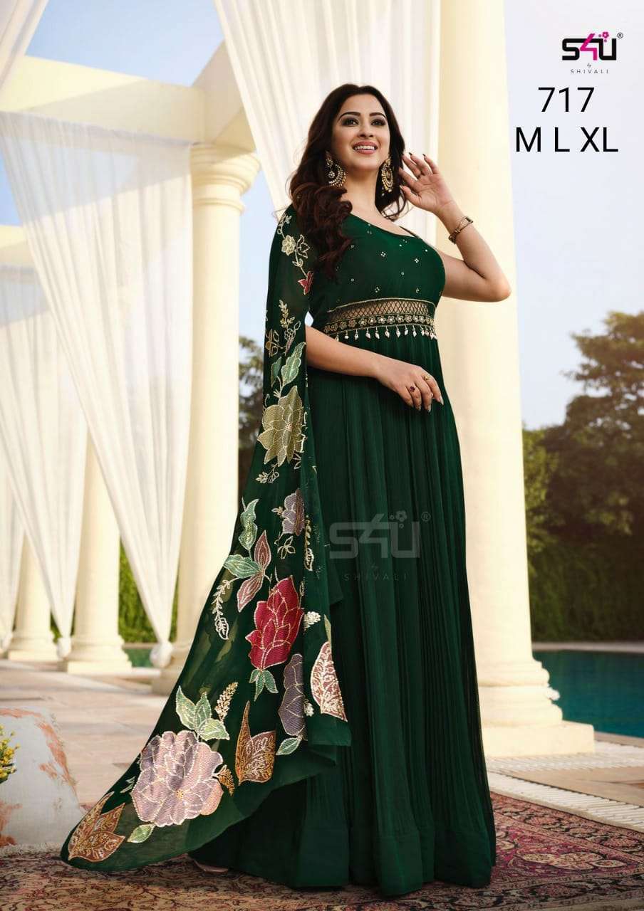 s4u 717 design combo set of gown with dupatta