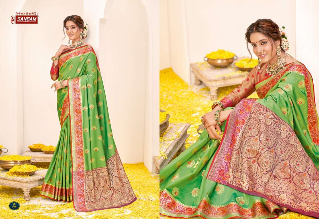 sangam prints rajbala series 7101-7102 banarasi silk saree