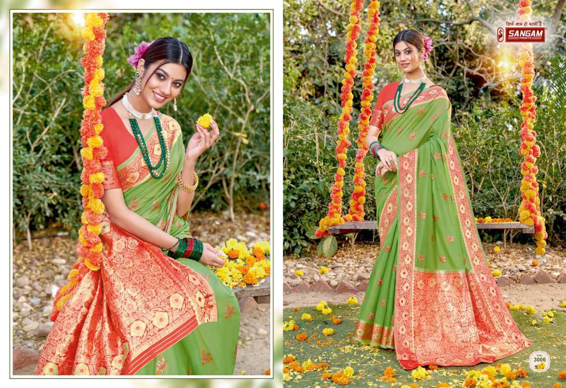 sangam prints subhmilan series 3001-3006 cotton saree