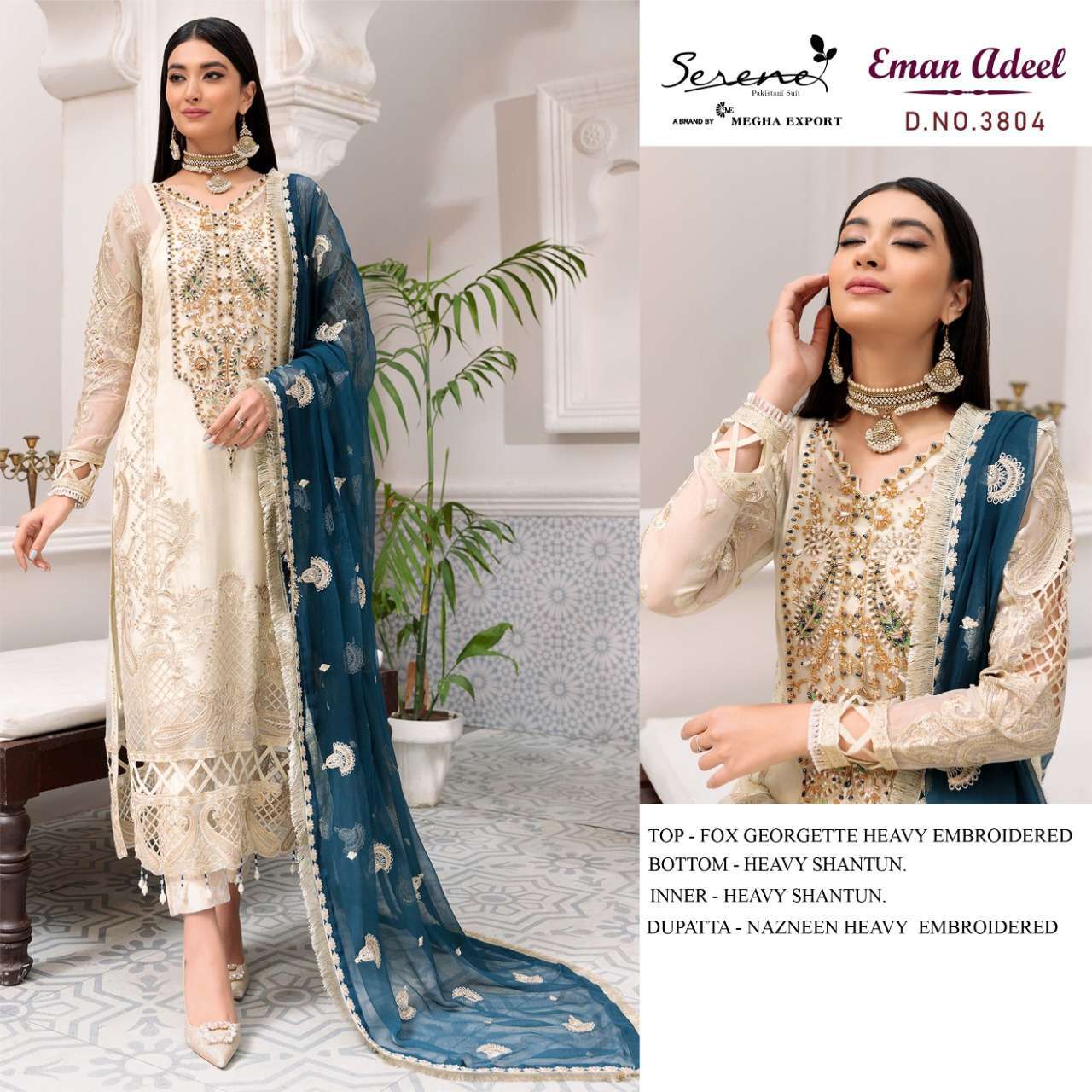 serene eman adeel series 3801-3804 faux georgette suit 