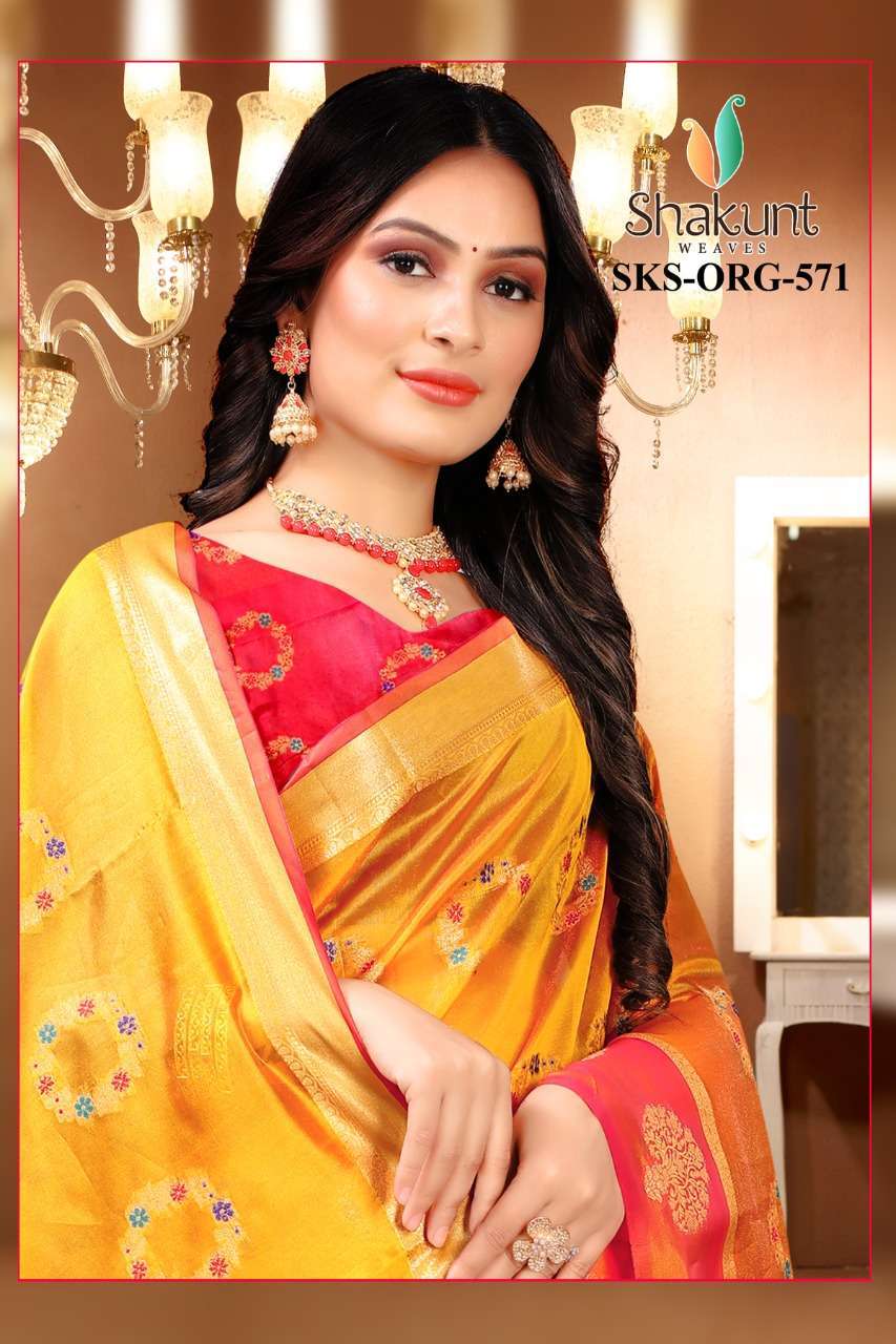 shakunt sks org 571 series 91120-91125 organza saree