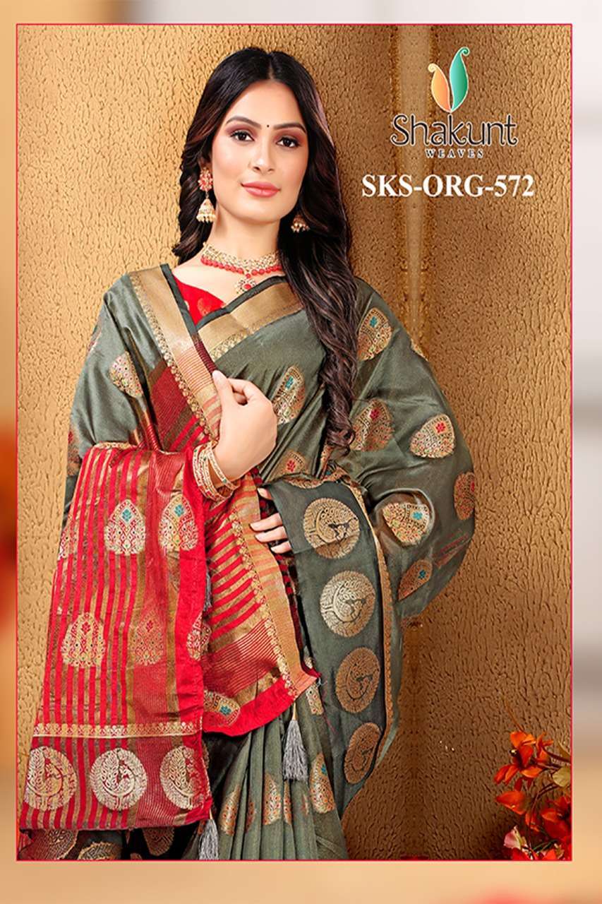 shakunt sks org 572 series 91138-91143 organza saree