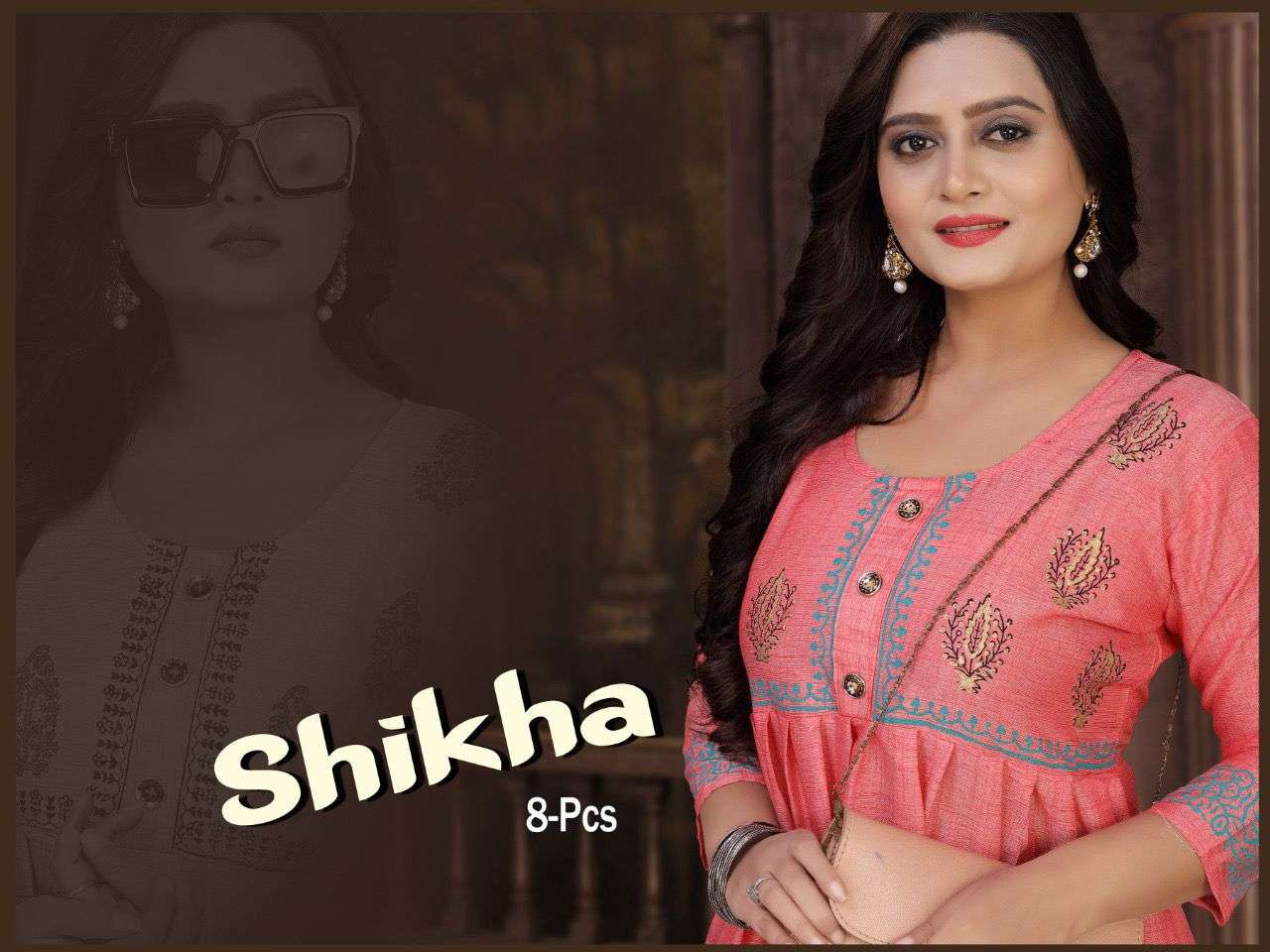 shikha series 01-08 Two Tone Rayon Block Work Chpati Pattern Kurti