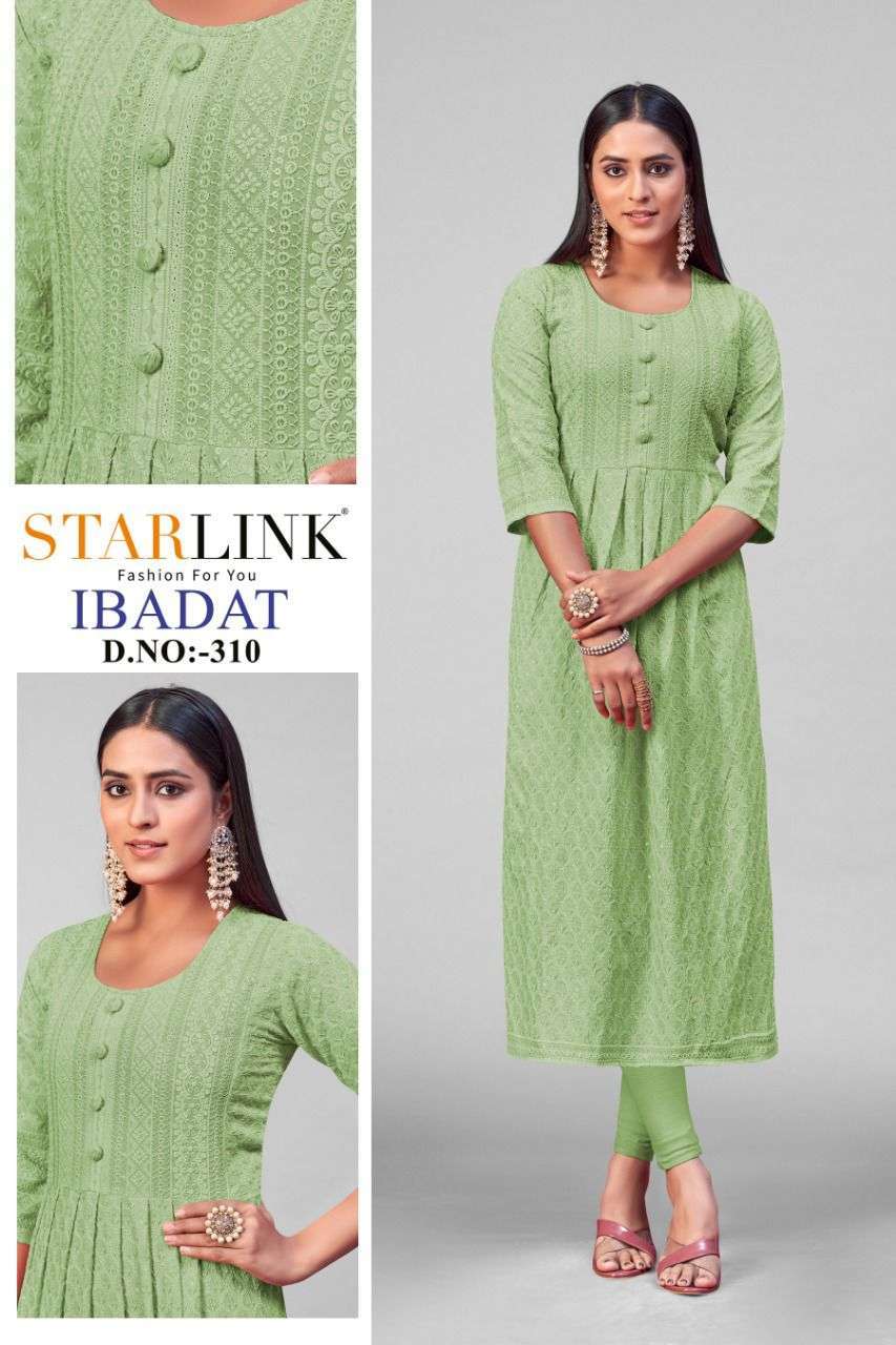 starlink ibaadat rayon with schiffli work kurti 