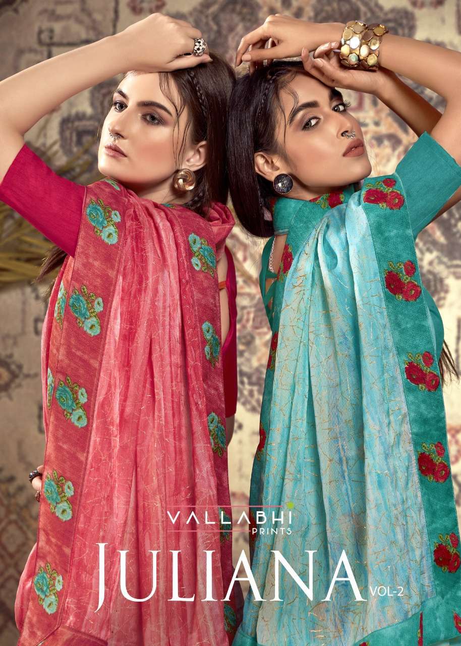 vallabhi juliana vol 2 series 14971-14978 Moss Chiffon Print saree