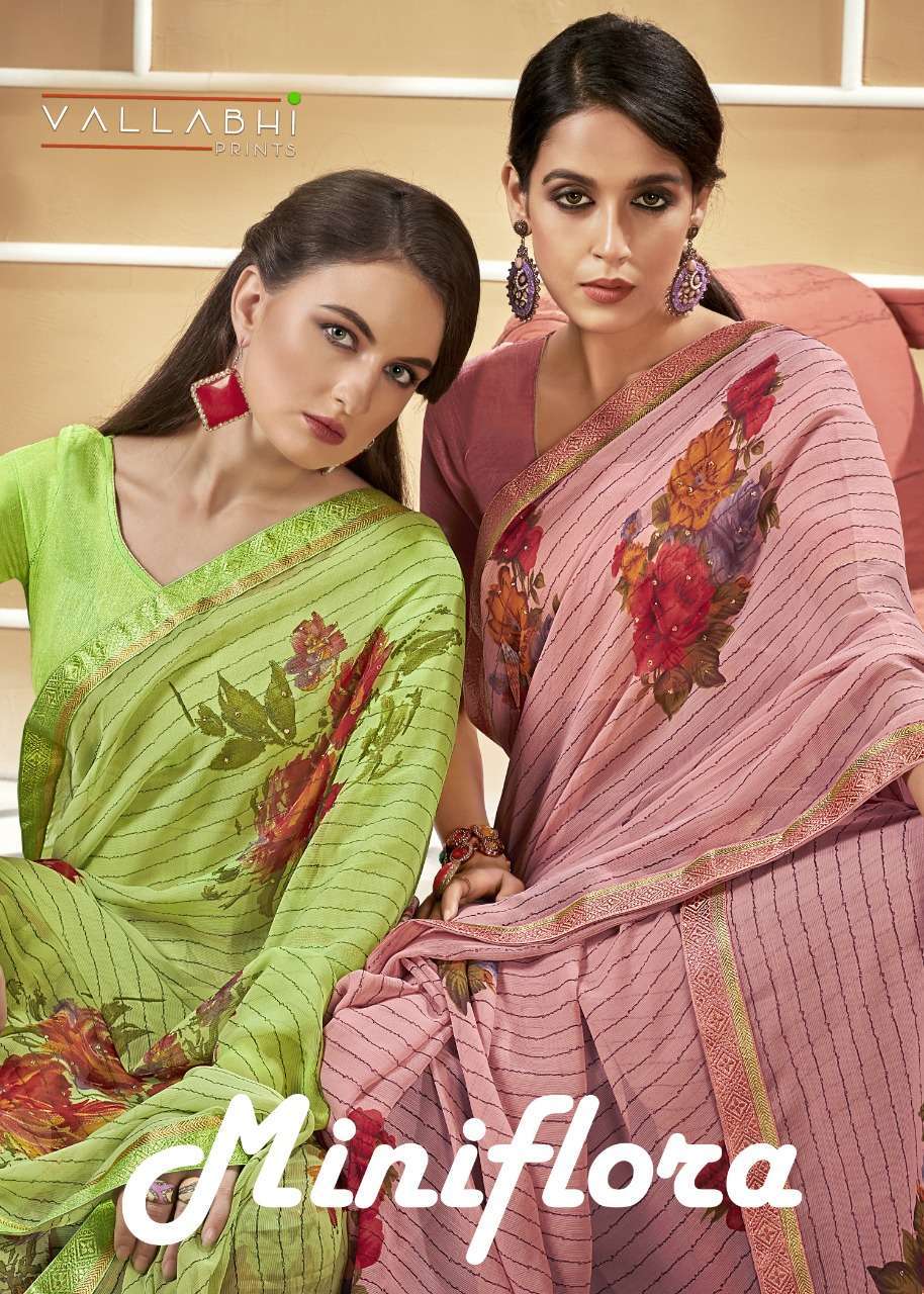 vallabhi prints miniflora series 14531-14538 Chiffon Print saree