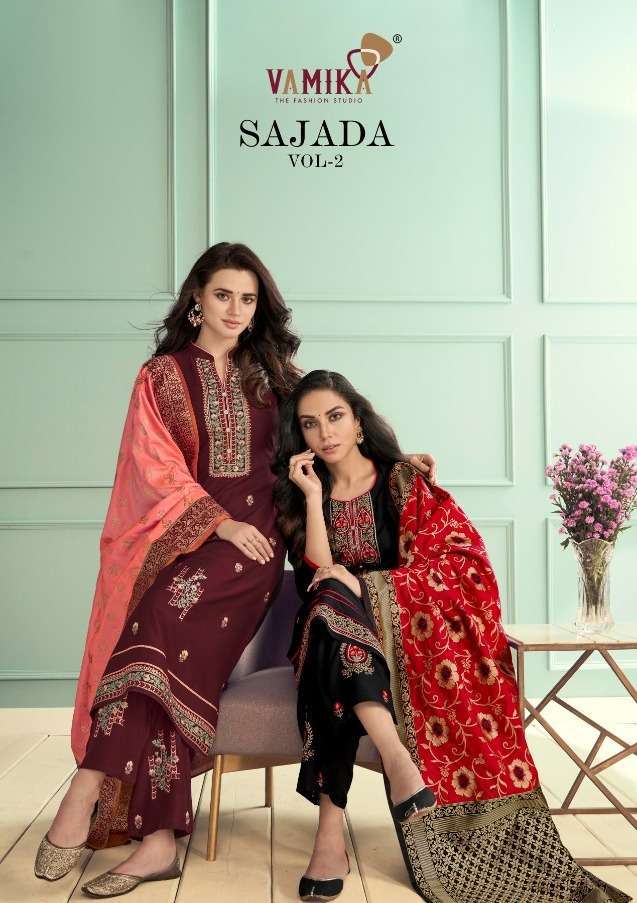 vamika sajda vol 2 series 5007-5012 rayon readymade suit 