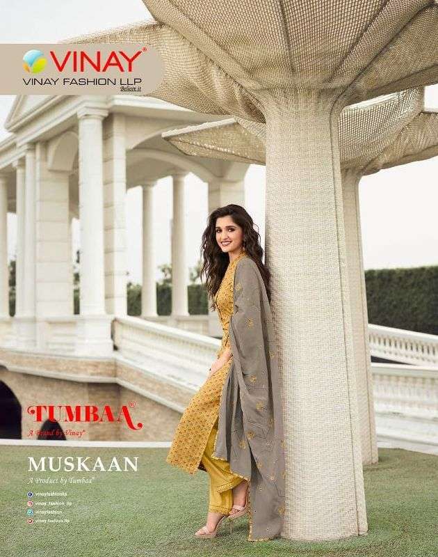 vinay tumbaa muskaan series 39751-39758 pure lawn cotton suit 