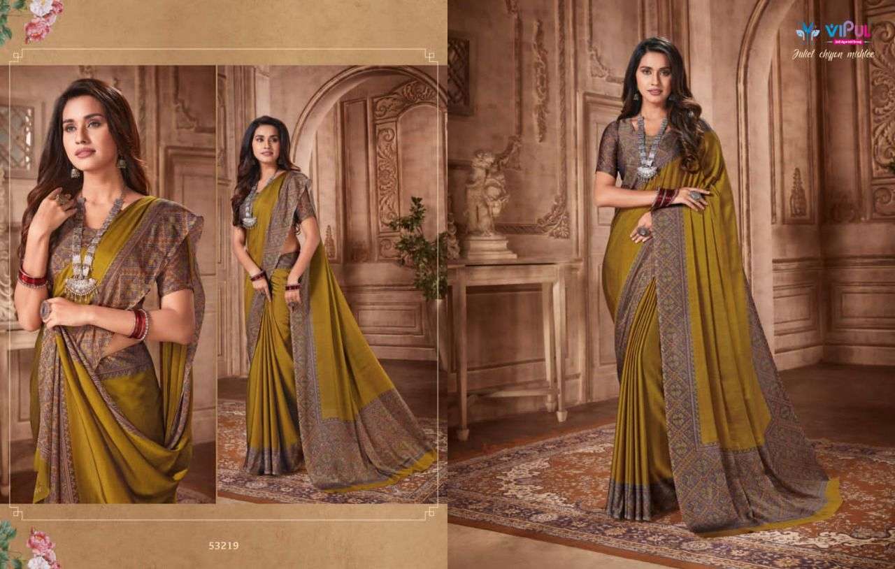 VIPUL JULIET CHIFFON MISHTEE DESIGNER SATIN CHIFFON SAREE 