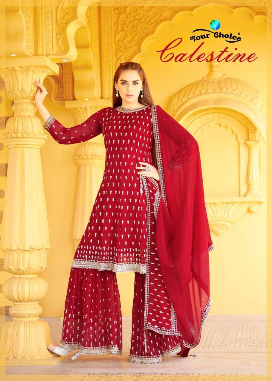 your choice calestine series 4203-4207 pure georgette suit 