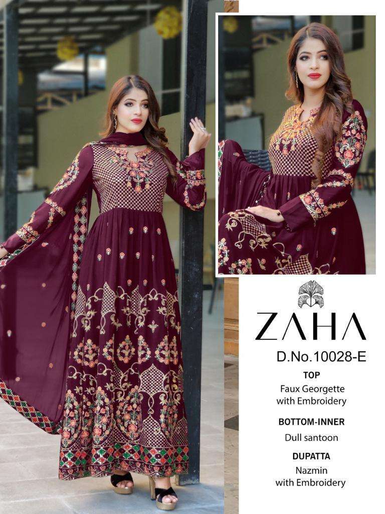 zaha 10028 georgette with heavy embroidered suit 