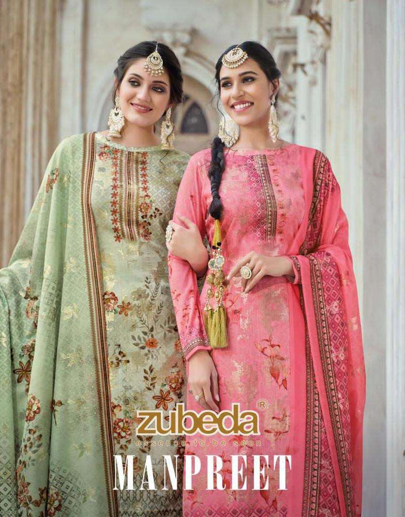 zubeda manpreet series 1001-1008 muslin digital print suit 