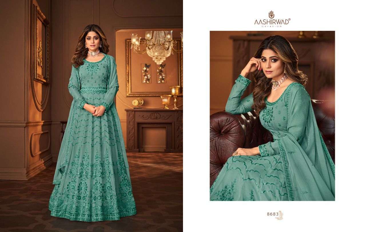 AASHIRWAD VINTAGE DESIGNER REAL GEORGETTE SUIT s