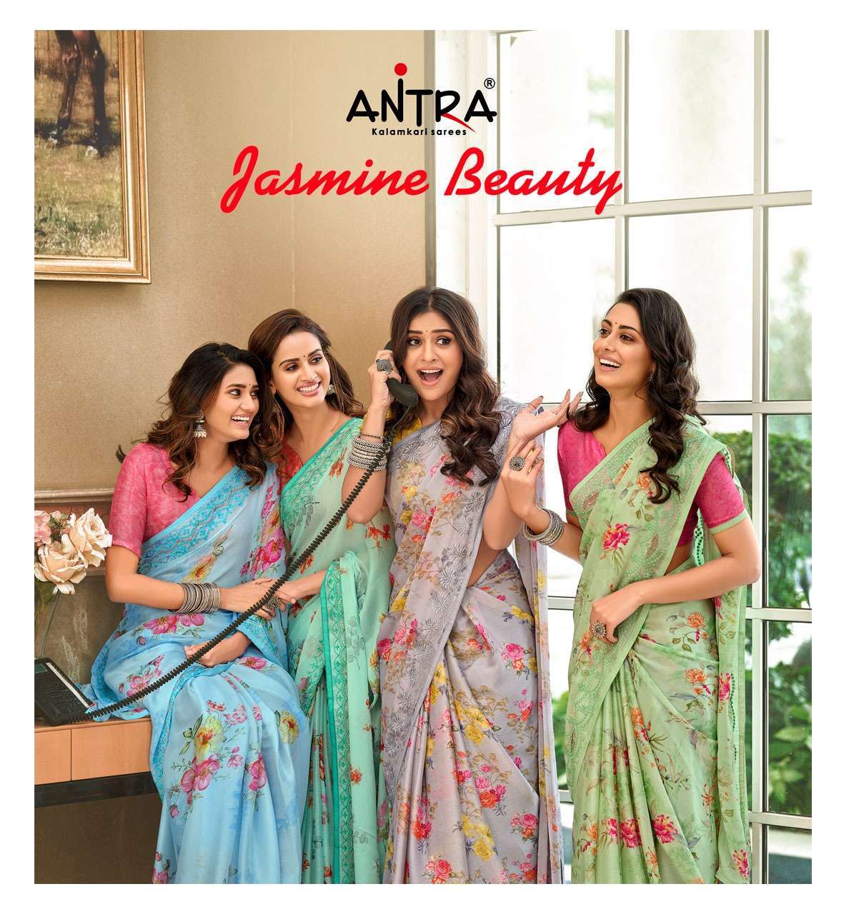 antra jasmine beauty vol 1 series 82261-82270 moss chiffon saree