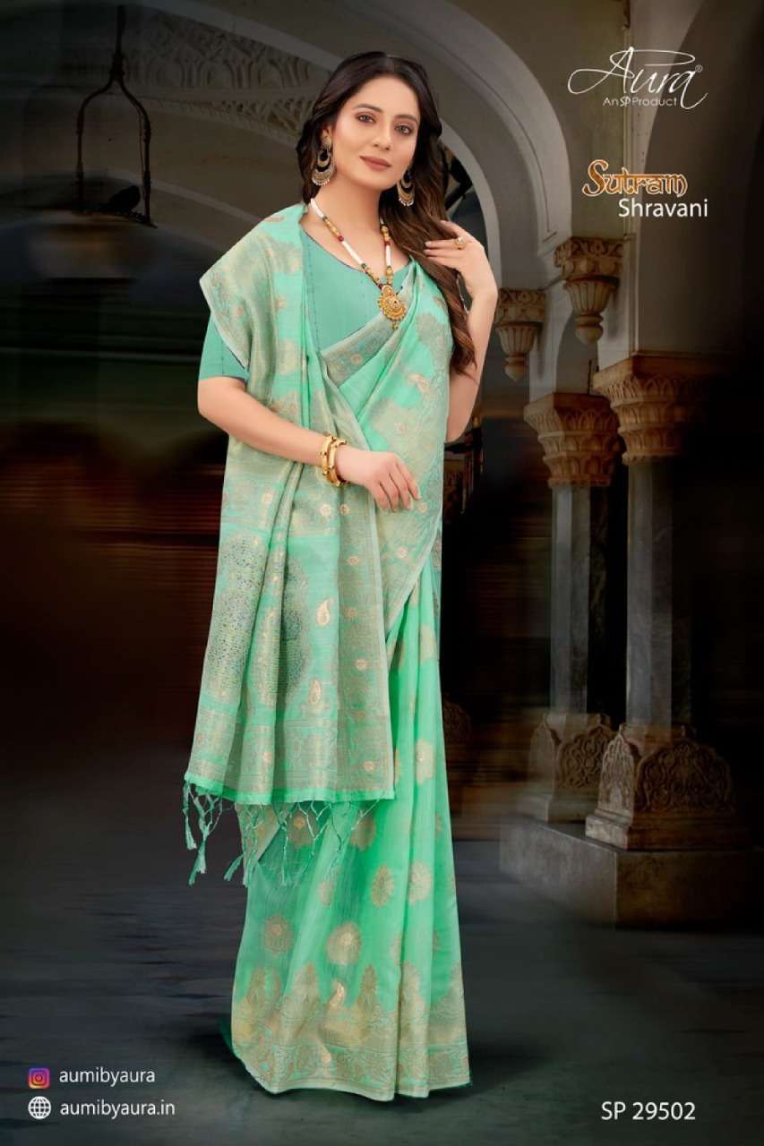 Aura sutram shravani series 29501-29506 soft cotton saree 