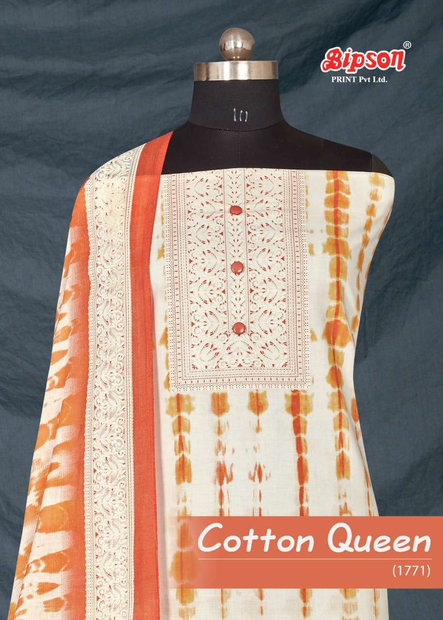 bipson cotton queen 1771 pure cotton khadi print with work suit 