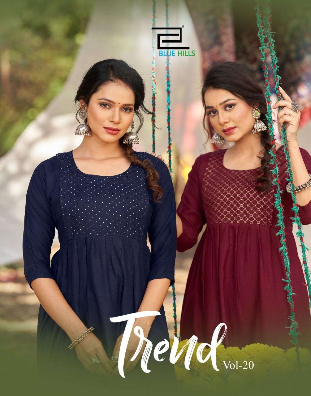 blue hills trend vol 20 series 20001-20008 rayon two tone kurti 