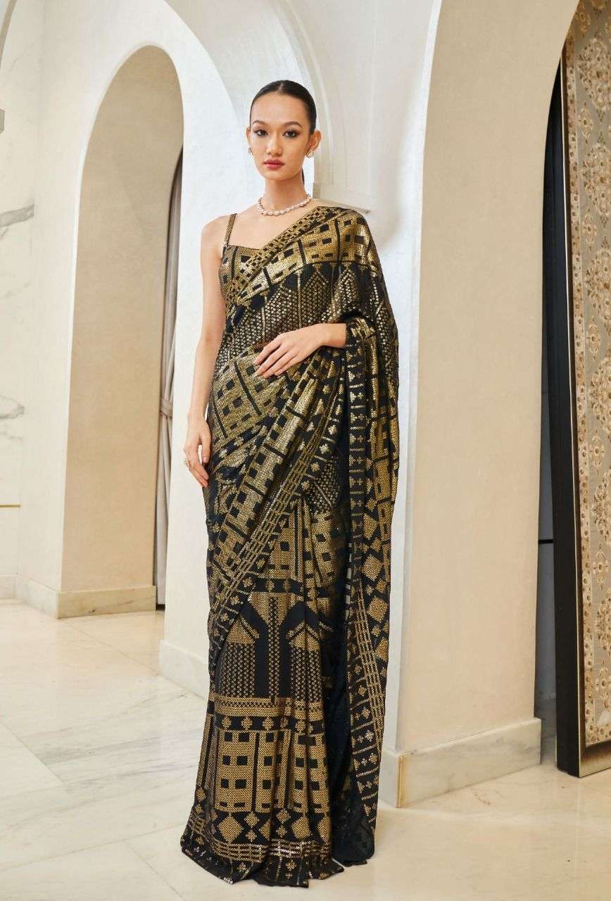 BT-16 DESIGNER GEORGETTE WITH HEAVY 5mm MAT SEQUENCE SAREE 