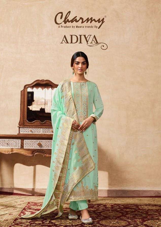  charmy adiva series 3981-3986 muslin silk jacquard suit 