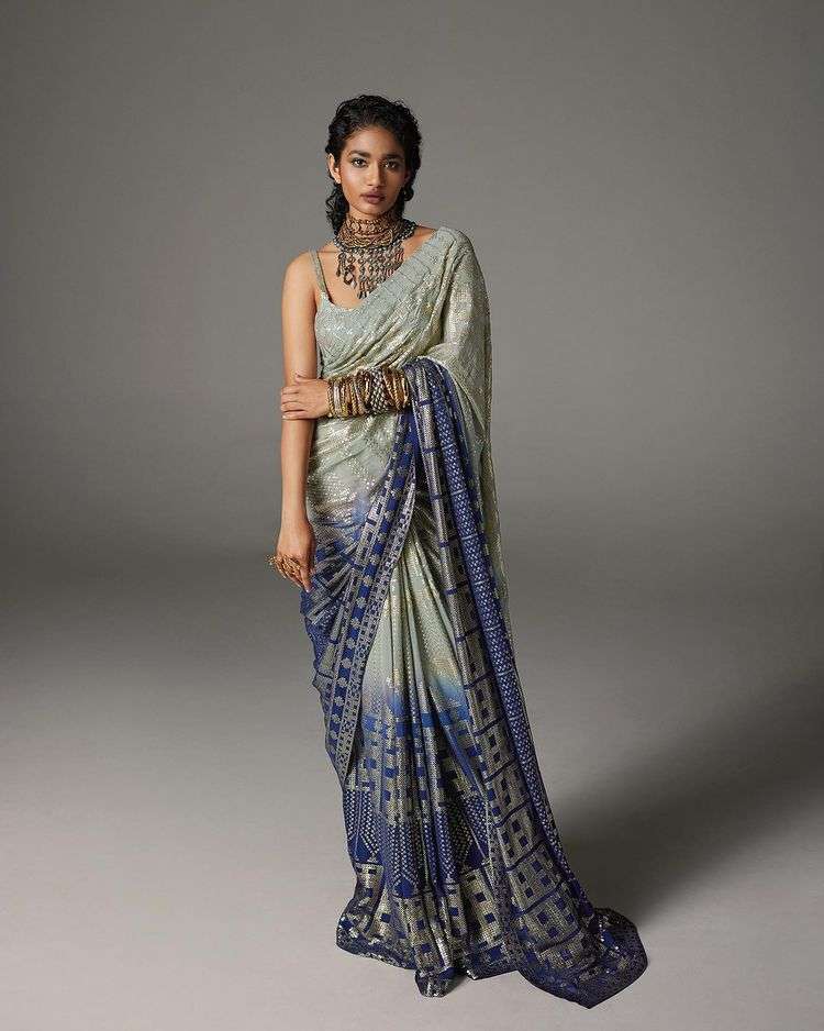 CODE-3249 DESIGNER GEORGETTE WITH HEAVY 5MM SEQUENCE SAREE 