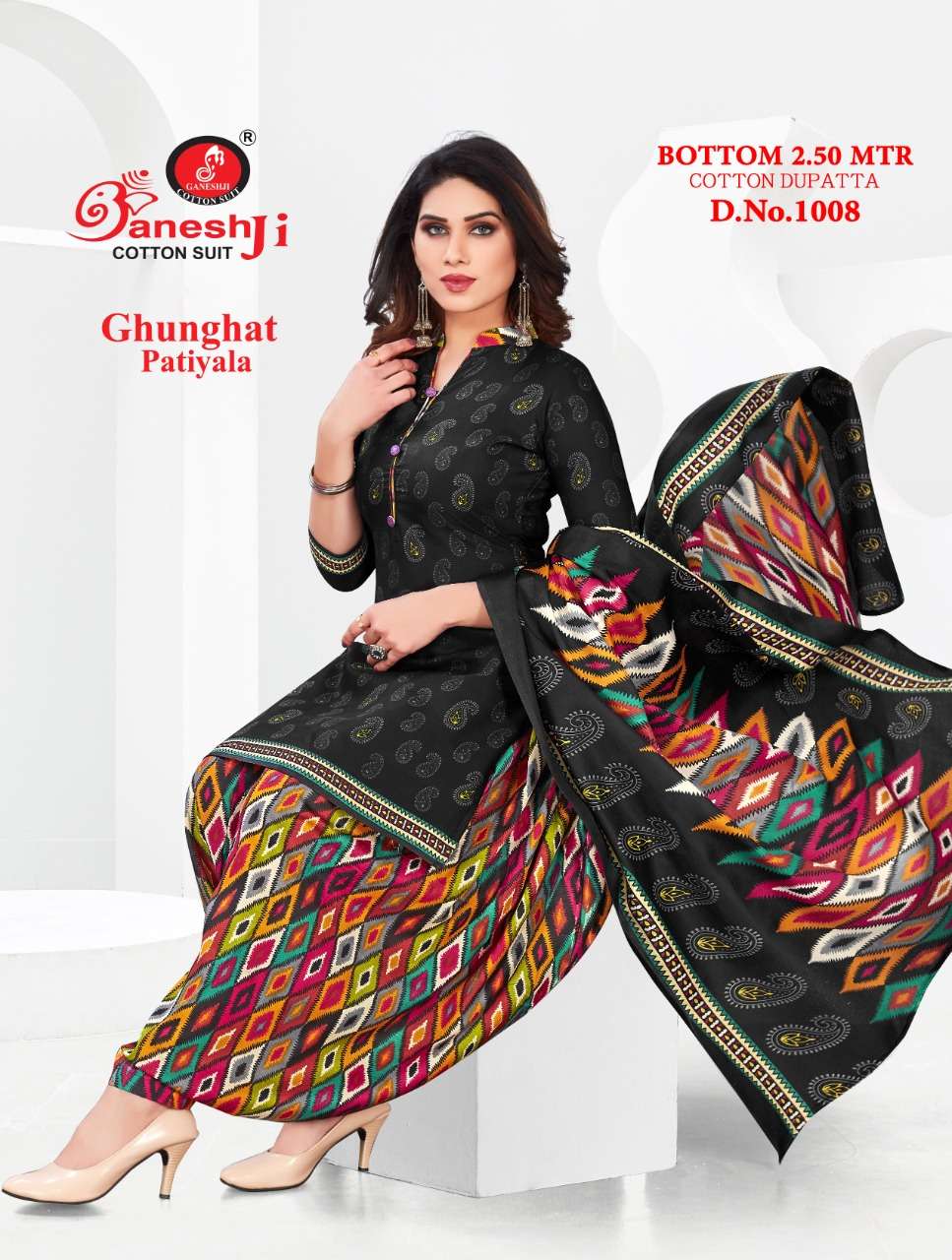 Ganeshji Ghunghat Patiyala series 1001-1010 cotton suit