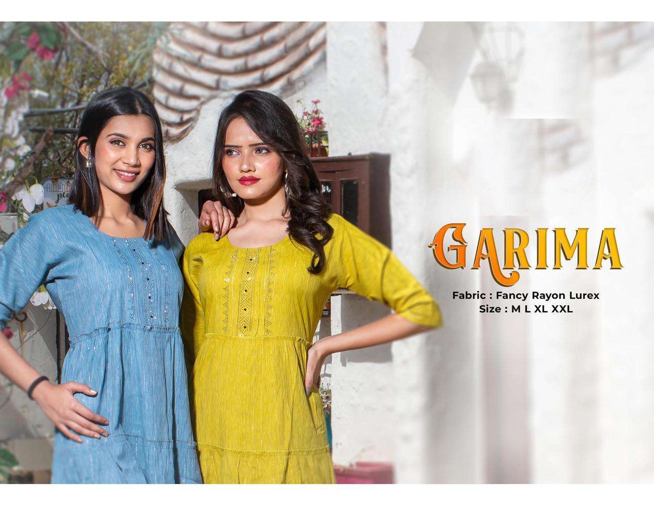 garima series 101-108 heavy rayon lurex kurti 