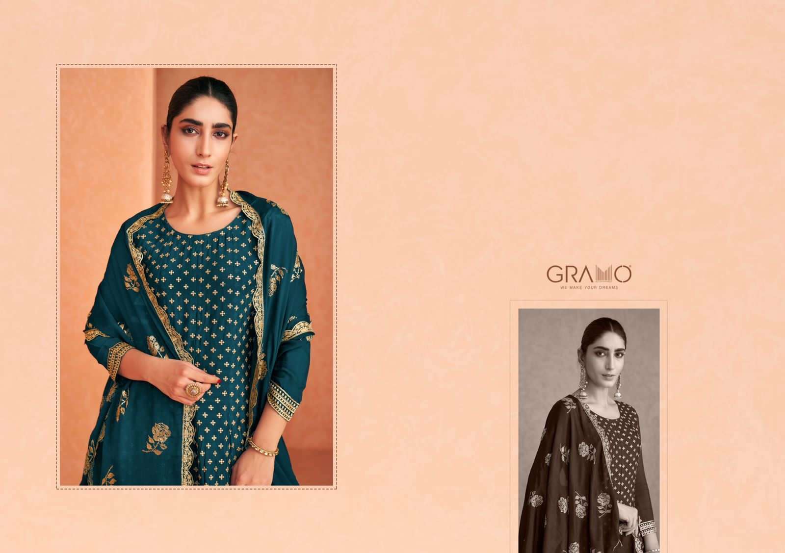 GRAMO COLOUR SPECIAL VOL 3 DESIGNER HEAVY REAL FAUX GEORGETTE SUIT 