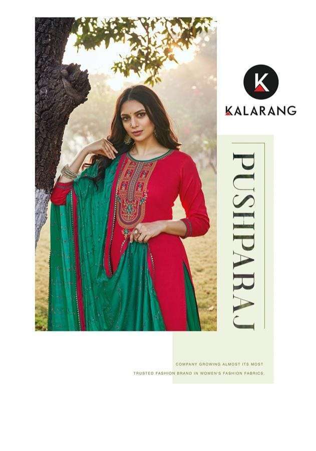 kalarang pushparaj series 3621-3624 jam silk cotton work suit 