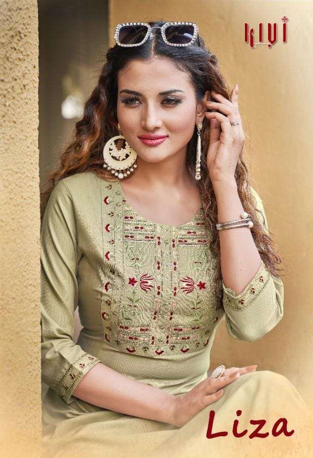 Kalaroop liza series 13129-13134 Fancy Reyon Fabric With Embroidery kurti