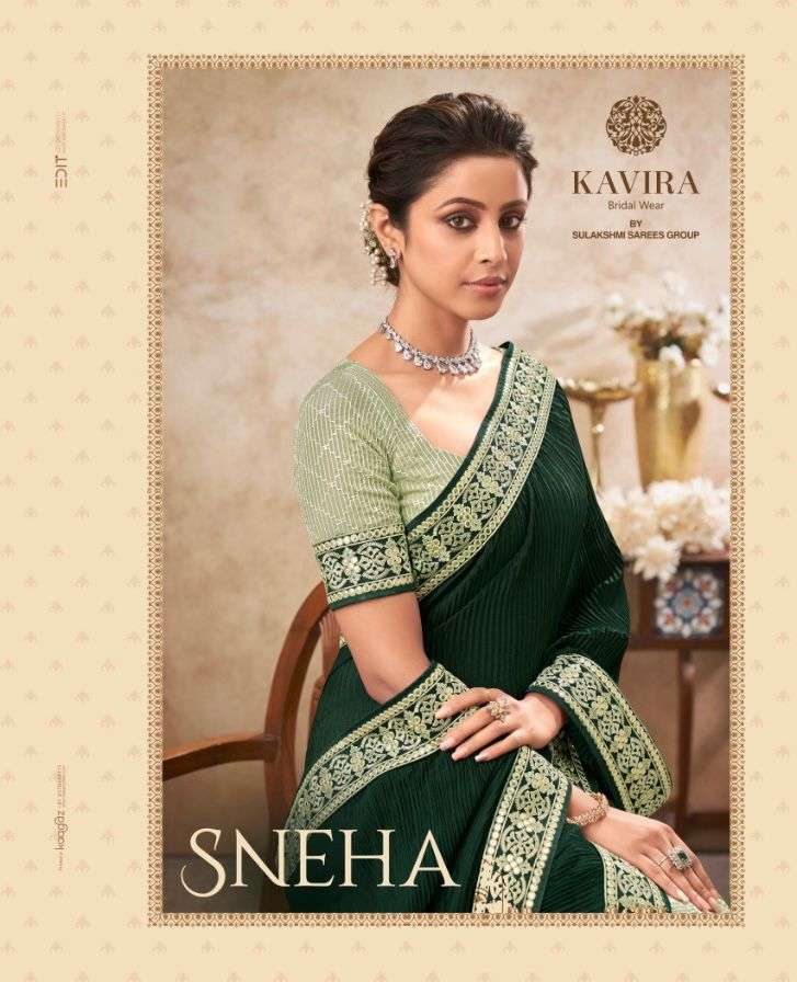 KAVIRA SNEHA DESIGNER CHINON SAREE 