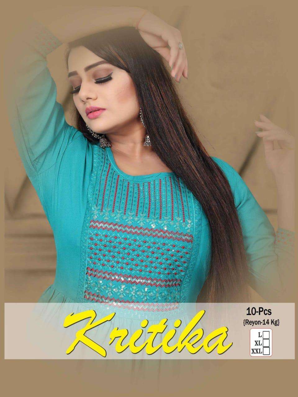 kritika series 01-10 heavy rayon embroidery kurti 