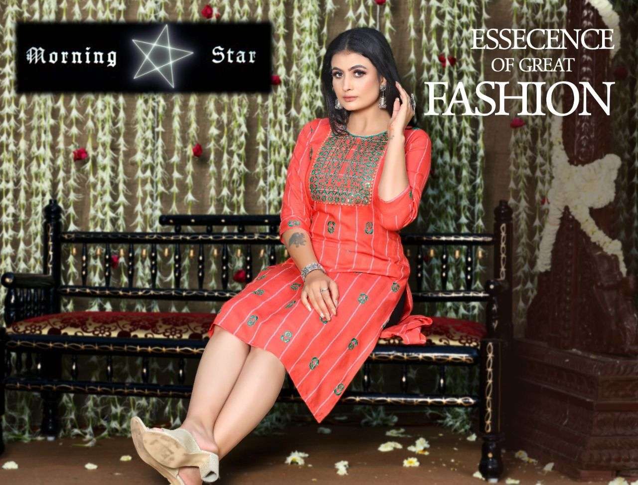 Morning star series 4001-4008 14 Kg Bombay faux rayon kurti 