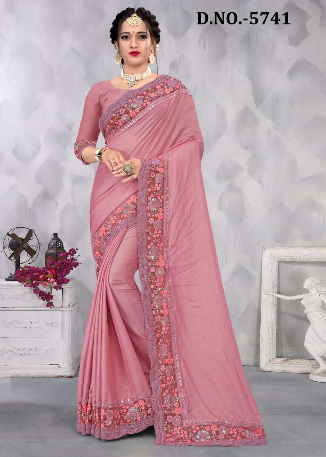 NARI FASHION STENOL DESIGNER CHINON SAREE 