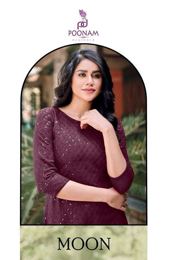 poonam designer moon series 601-609 pure rayon kurti 