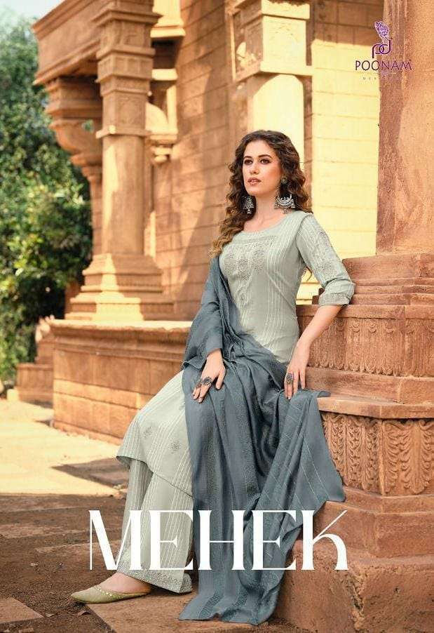 poonam mehek series 1001-1004 viscose jacquard readymade suit 