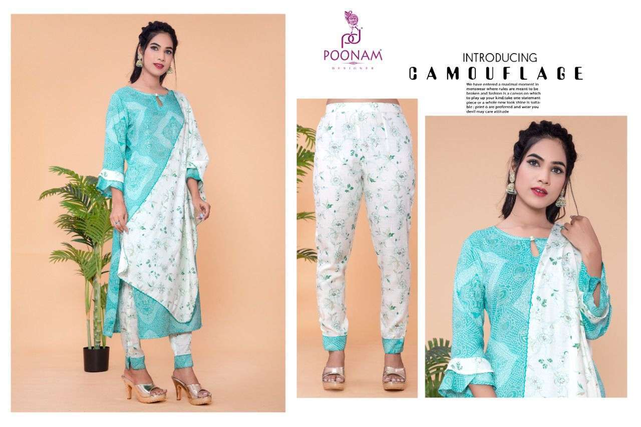 poonam ruhi series 1001-1004 premium 17 kg rayon readymade suit 