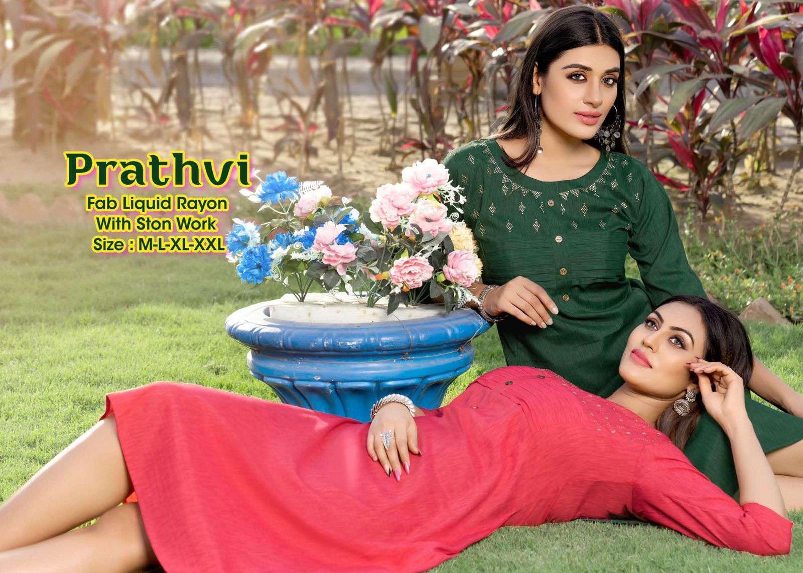 prathvi series 101-107 heavy liquid rayon kurti 