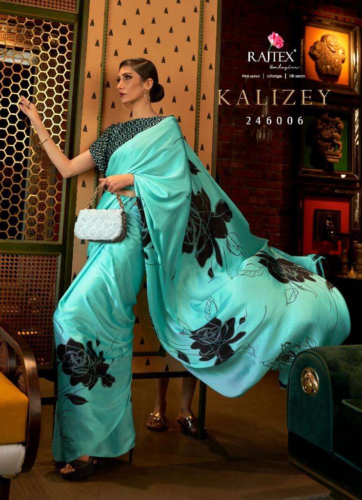 RAJTEX KALIZEY DESIGNER SATIN JAPANESE CRAPE SAREE 