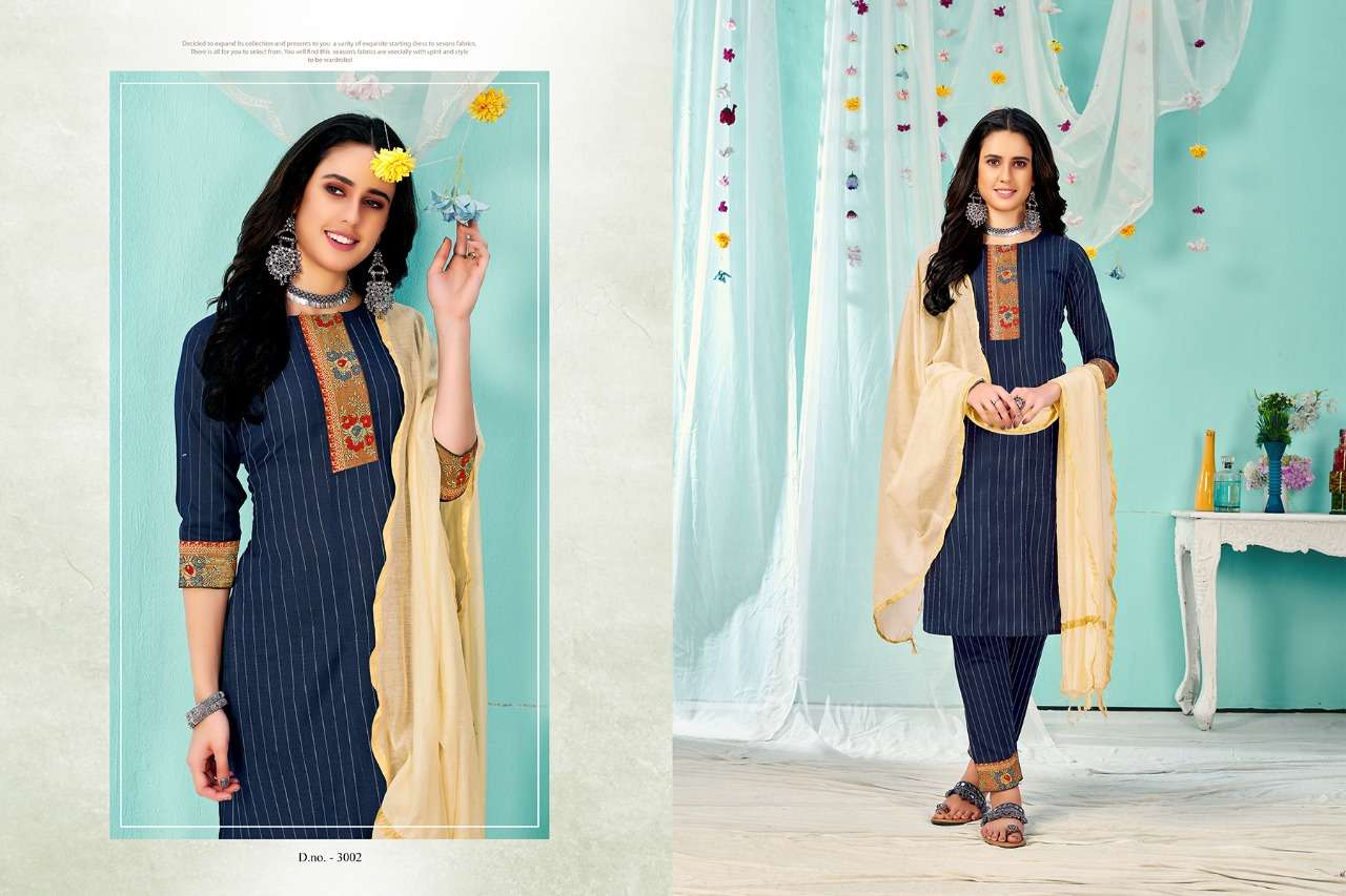 Rajwadi Stich Suits series 3001-3007 Lurex Cotton readymade suit