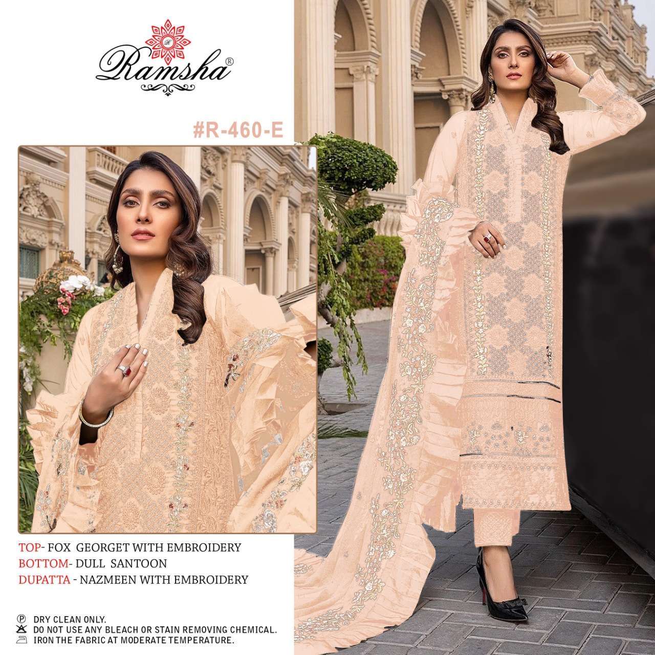 Ramsha 460 light nx R-460 georgette with heavy embroidery suit 
