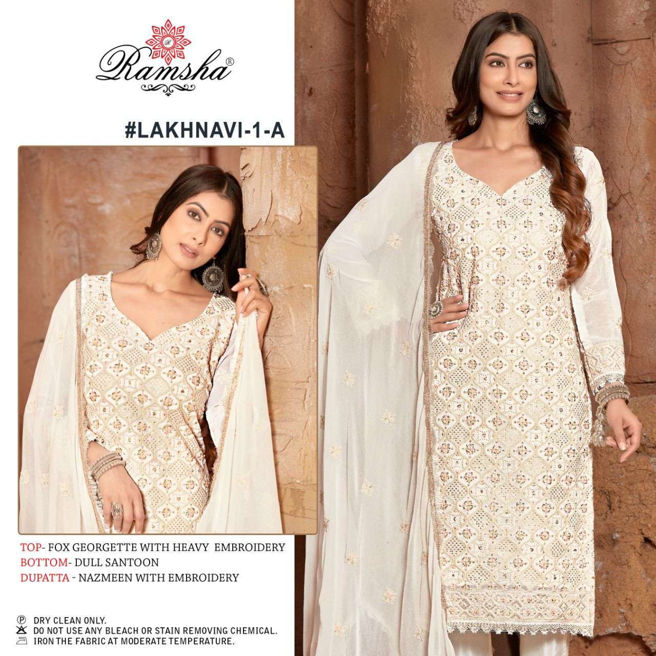 ramsha lakhnavi 1 georgette lucknowi work suit 