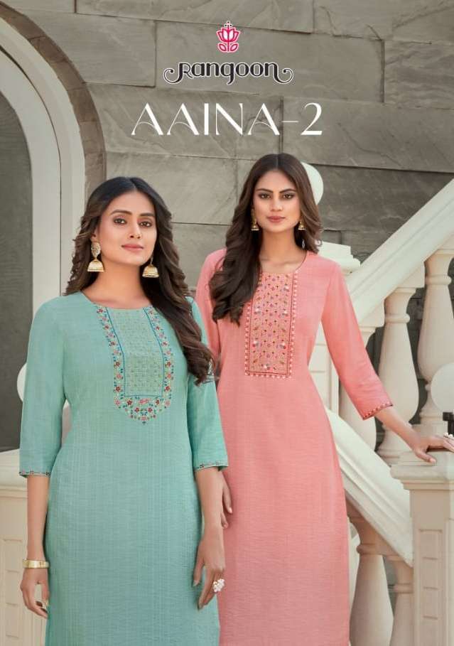 rangoon aaina vol 2 series 3551-3556 pure viscose kurti 