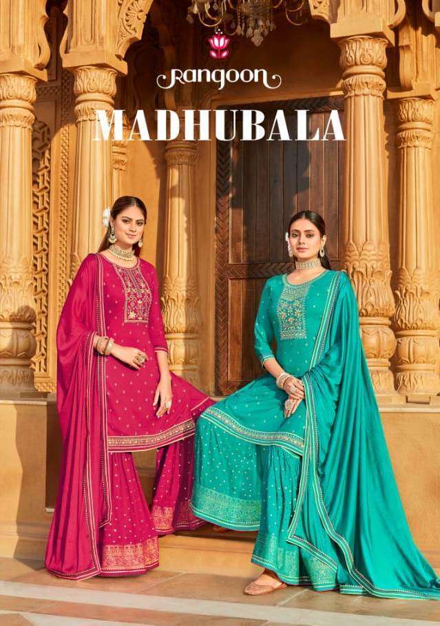 Rangoon madhubala series 3481-3484 heavy rayon readymade suit