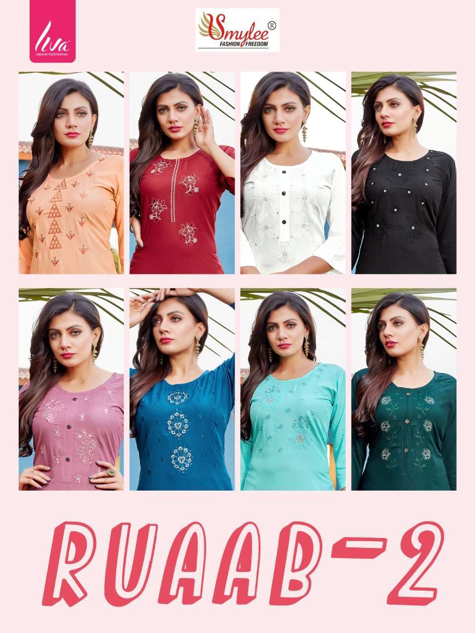 rung ruaab vol 2 series 01-08 heavy liva rayon kurti 