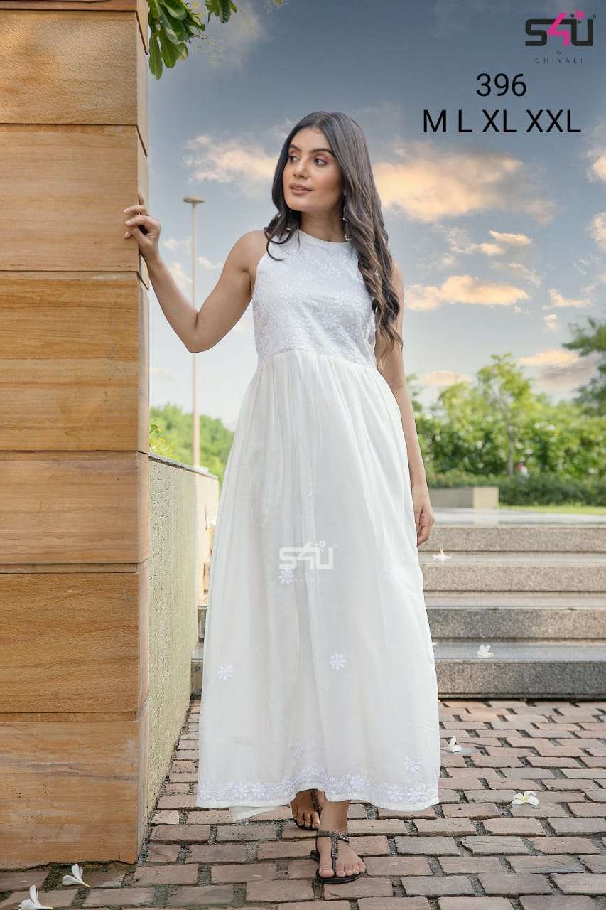 S4u 396 design fancy white kurti