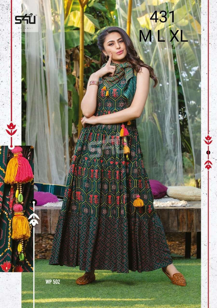 s4u 431 design gown kurti set of combo