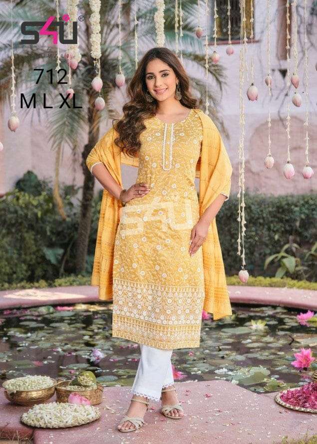 S4u 712 design fancy fabrics readymade suit 