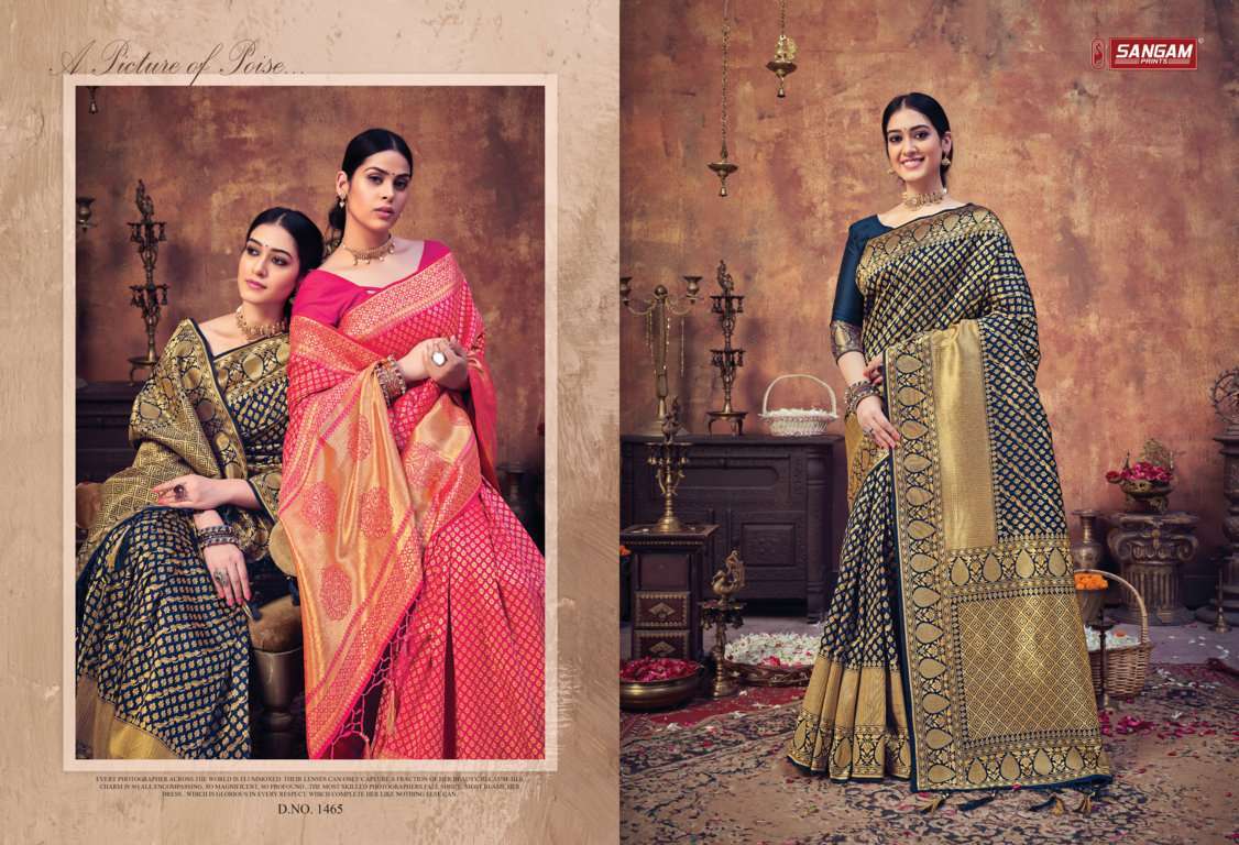 sangam prints maharani silk series 1465-1470 banarasi silk saree