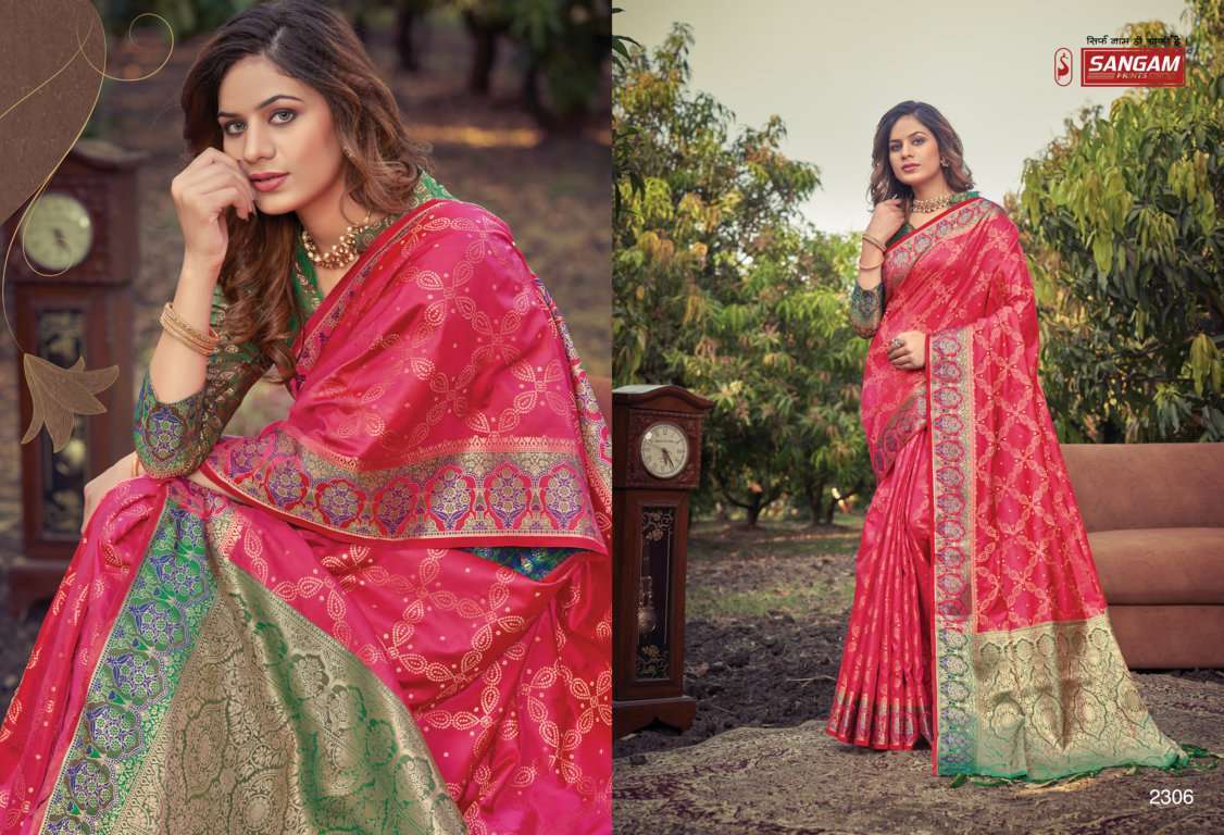 sangam prints prachi silk series 2301-2306 banarasi silk saree